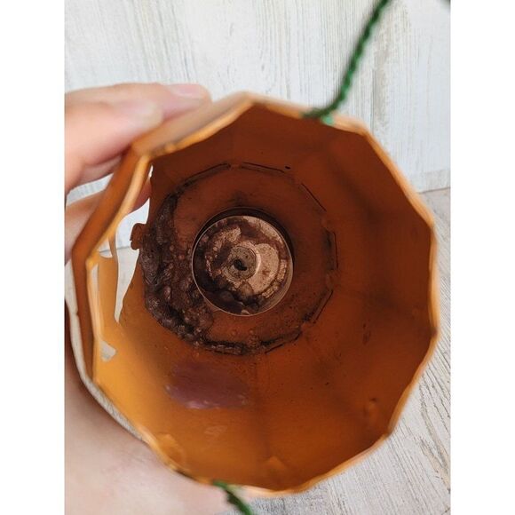 Tin tea light holder AS IS speckled Jack O'Lantern Halloween - Picture 8 of 10